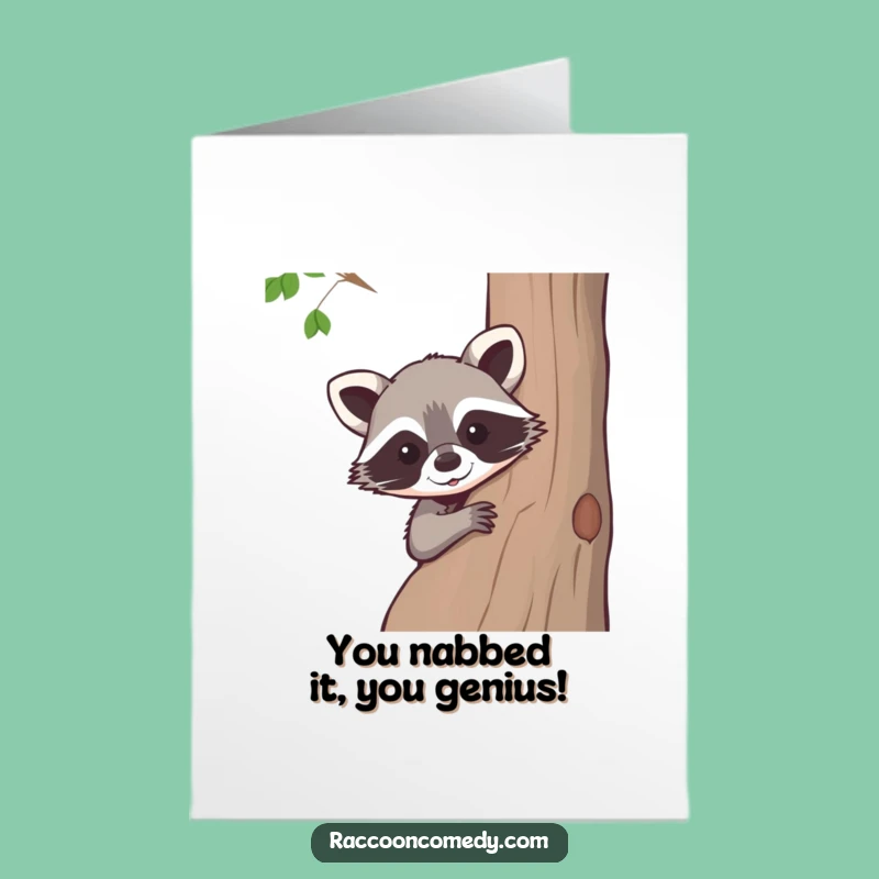 Free Printable Congratulations Card: Smiling Raccoon Delivers Funny Wishes, Downloadable Joy