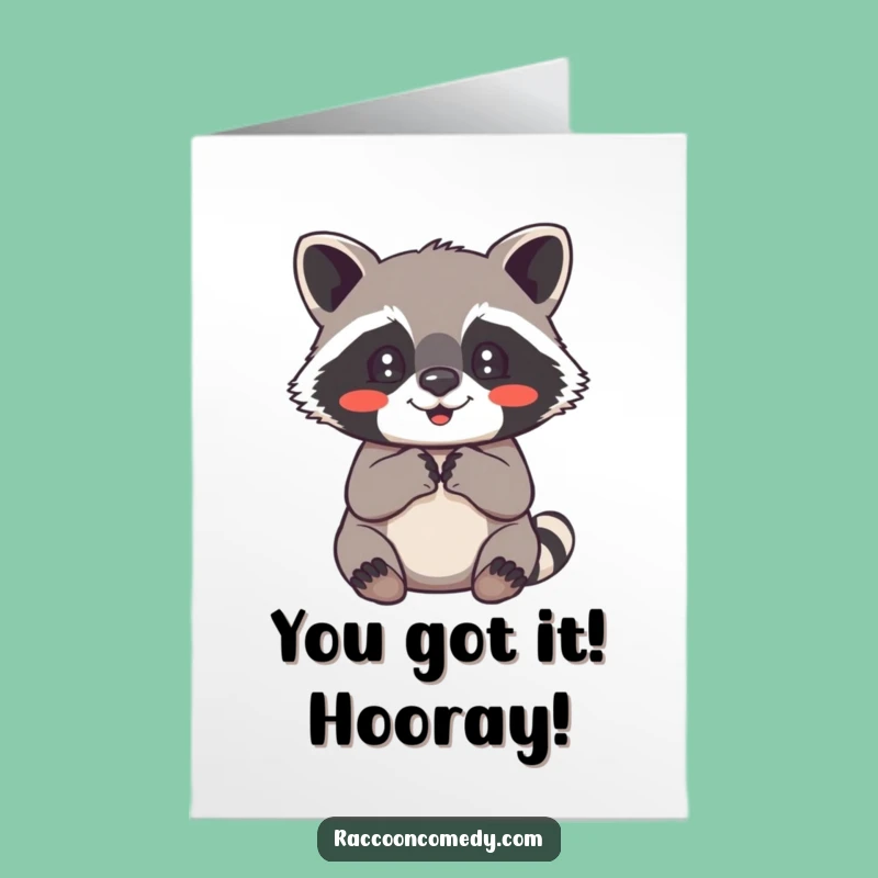 Free Printable Raccoon Congratulations Card: Delighted Paws for Your Big Win