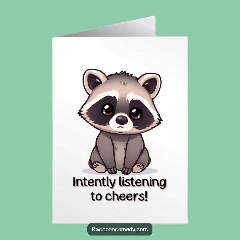 Free Printable Congrats Card: Attentive Kawaii Raccoon