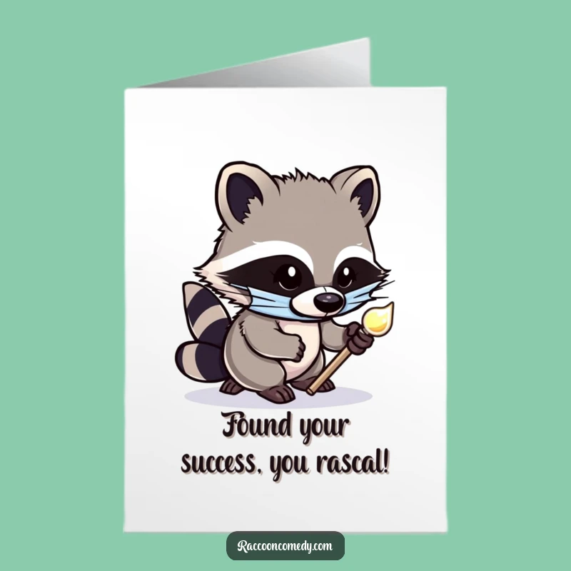 Shiny Object Raccoon Free Printable Congrats Card - Humorous Downloadable