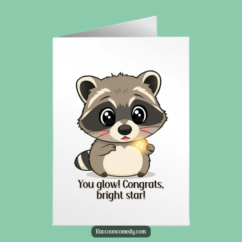 Surprised Raccoon Firefly Free Printable Congratulations Card - Funny Downloadable Gift
