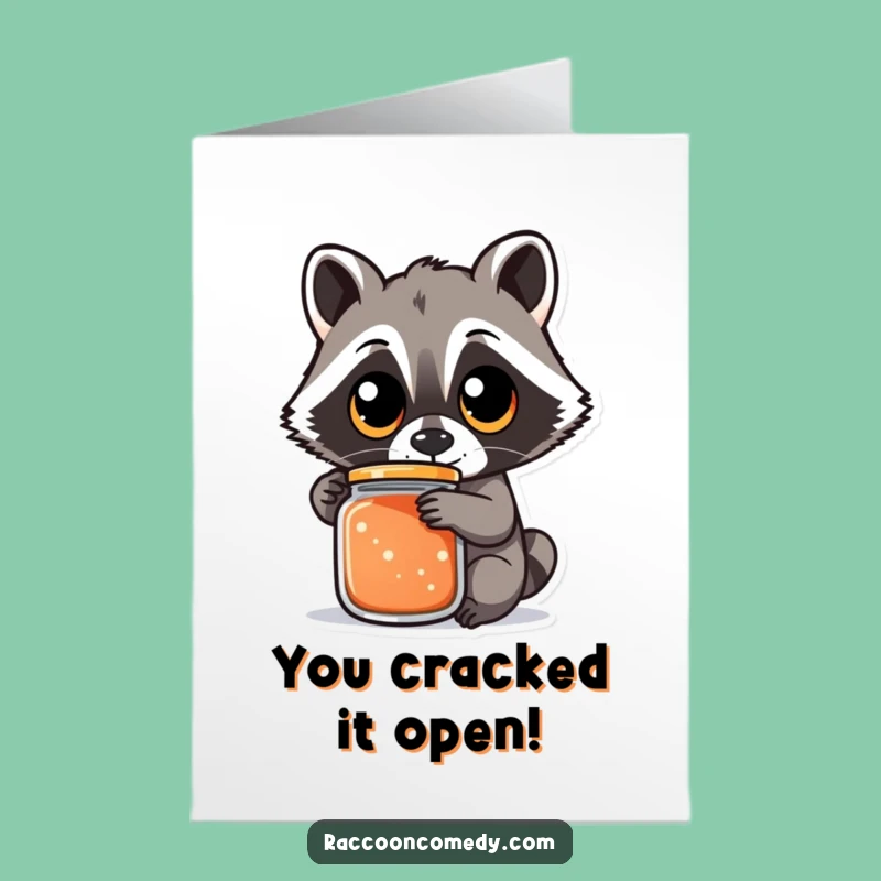 Free Printable Congrats Card: Raccoon Jar Victory - Amusing Downloadable Gift