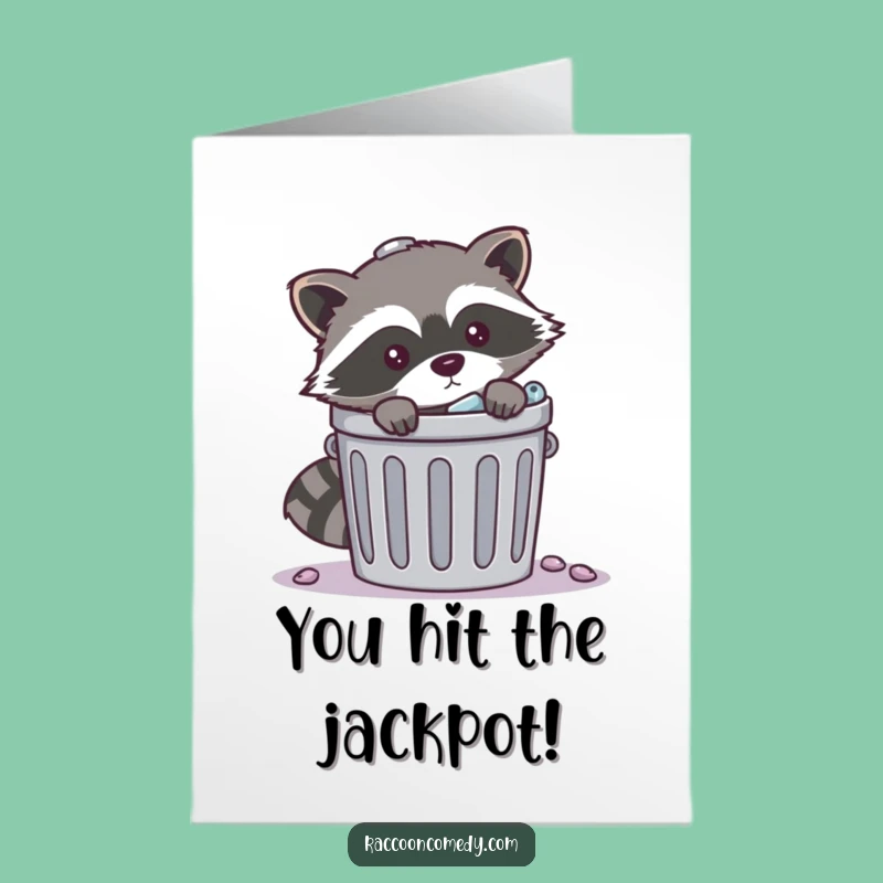 Free Printable Congratulations Card: Raccoon Trash Peek Funny Downloadable