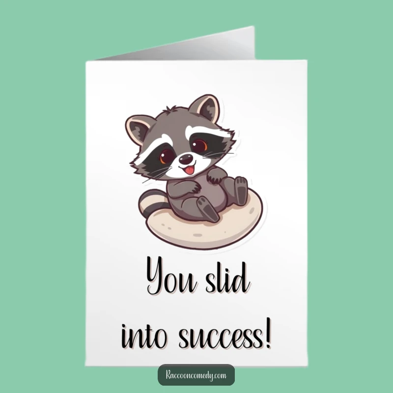 Free Printable Raccoon Congratulations Card: Hilarious Sliding Win for Any Achievement