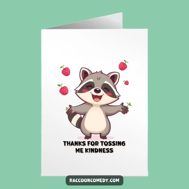 Downloadable Thank You Card: Juggling Raccoon, Funny Free Printable Gratitude