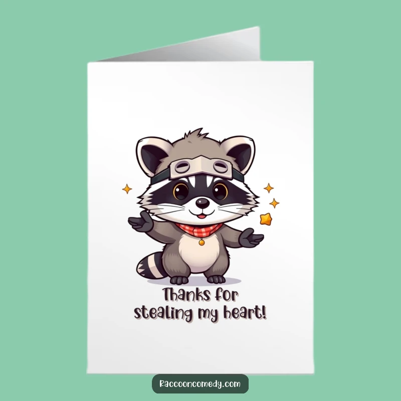 Free Printable Thank You Card: Kawaii Raccoon Juggler, Funny Downloadable Gift