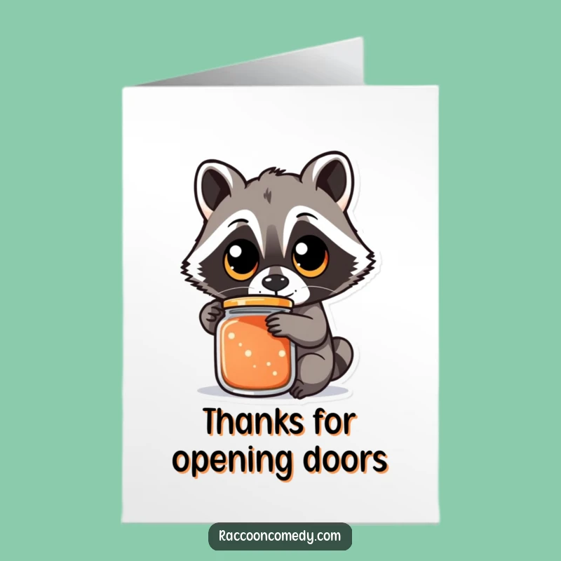 Free Printable Thank You Card: Raccoon Jar Effort - Humorous Downloadable