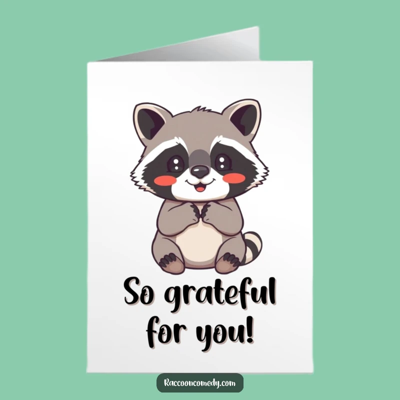 Free Printable Raccoon Thank You Card: Delighted Paws Expressing Sincere Gratitude
