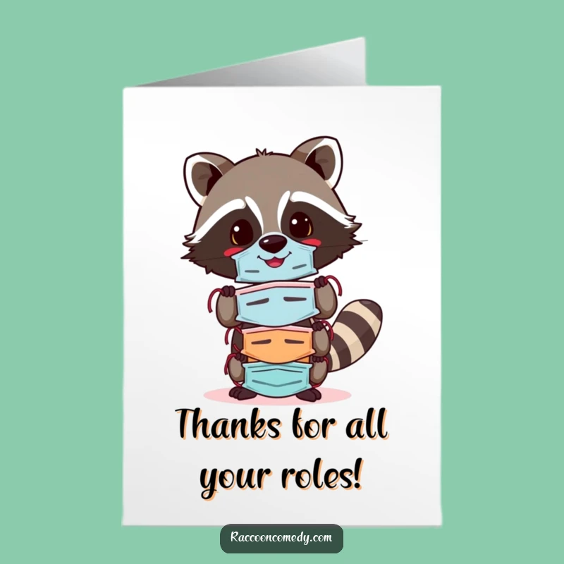 Cheerful Mask Raccoon Free Printable Thank You Card - Funny Downloadable Gift