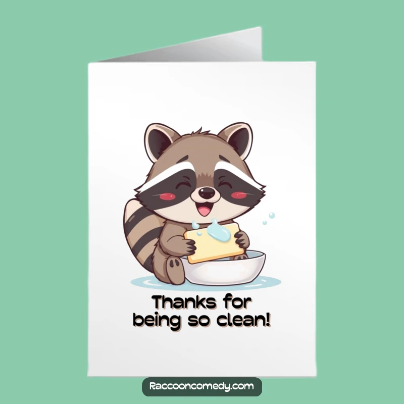 Free Printable Raccoon Thank You Card: Hilarious Soap Washing Graphic for a Downloadable Gift