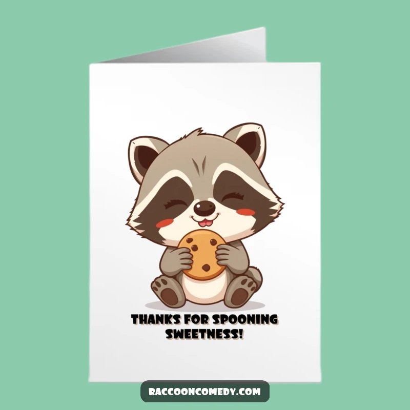 Free Printable Thank You Card: Raccoon Cookie Caper, Grateful Grin, Funny Downloadable Gift