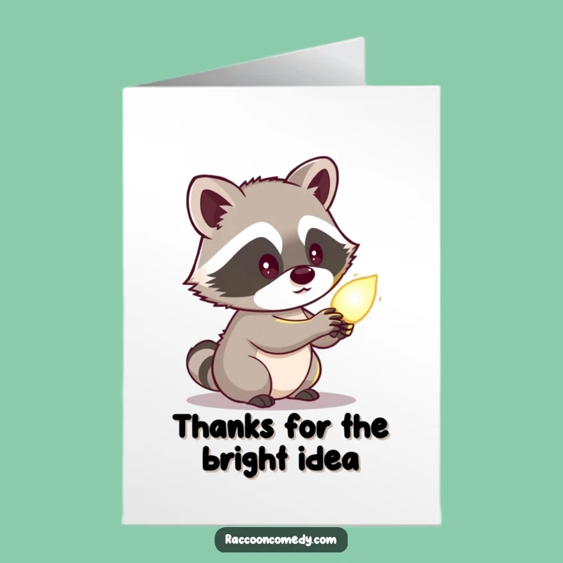Free Printable Thank You Card: Curious Raccoon Glowing Object Downloadable Gift