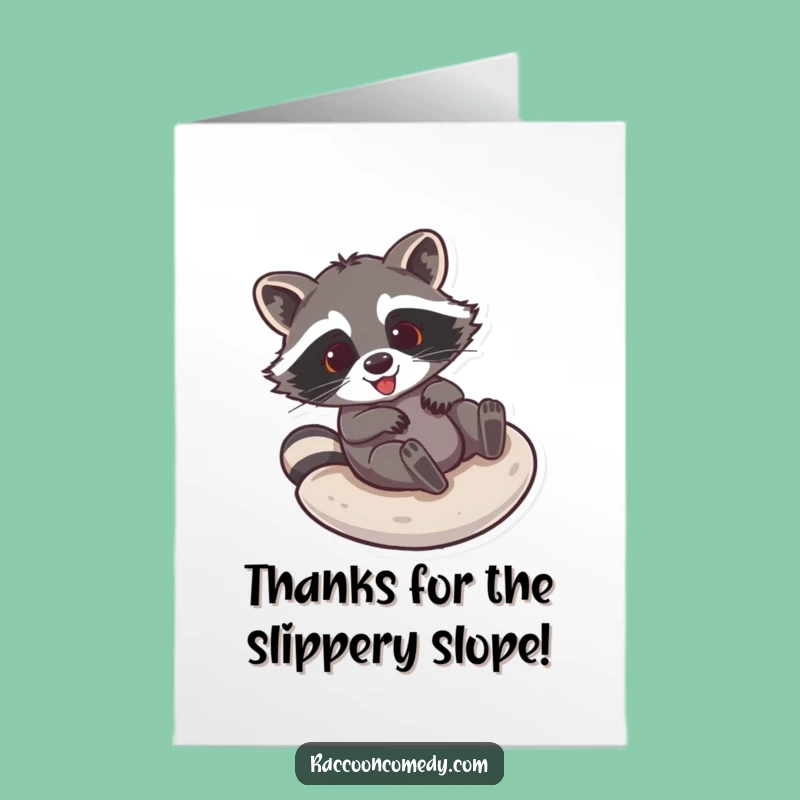 Free Printable Raccoon Thank You Card: Sliding Thanks with Comedic Style