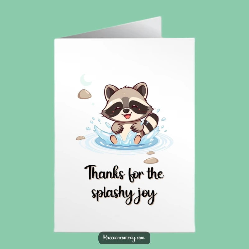 Free Printable Thank You Card: Happy Raccoon Splash