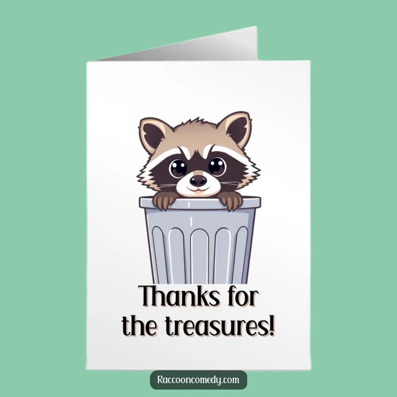 Free Printable Thank You Card: Raccoon in Trash, Funny Downloadable Appreciation Gift