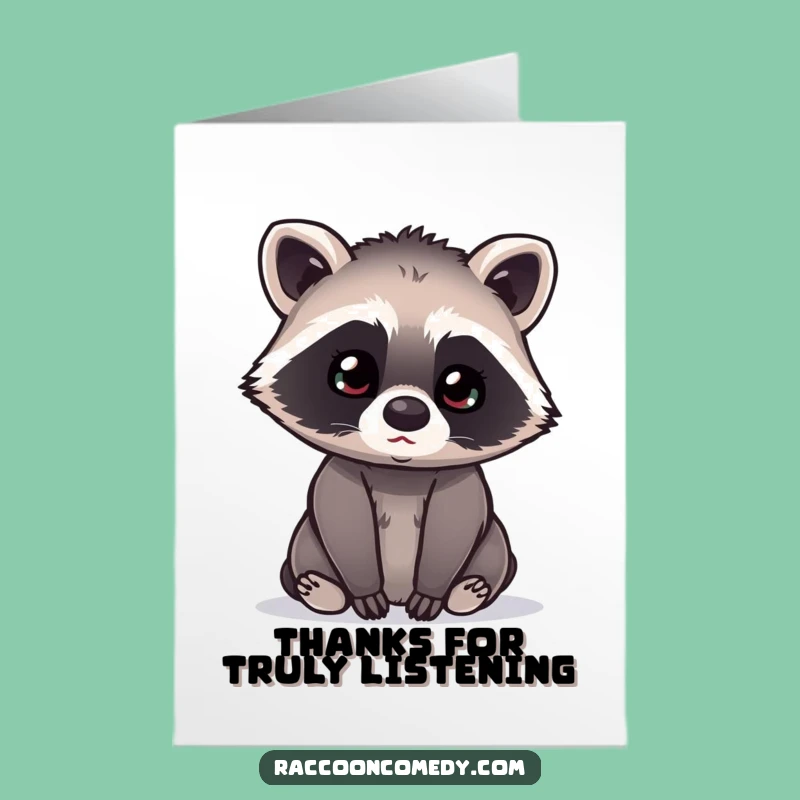 Free Printable Thank You Card: Attentive Kawaii Raccoon