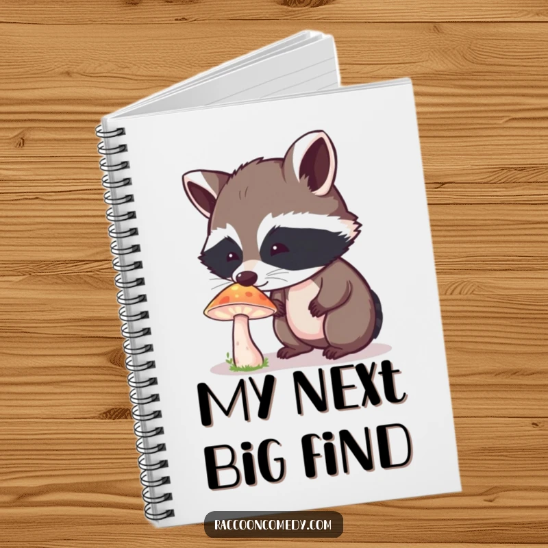 Funny Raccoon Notebook: A curious raccoon contemplates a glowing mushroom, inspiring wonder for your notes.
