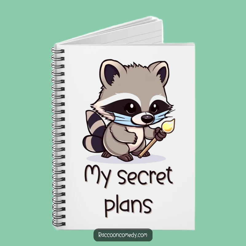 Funny Raccoon Notebook: Cute Masked Bandit Tiptoeing with Shiny Object Journal Gift
