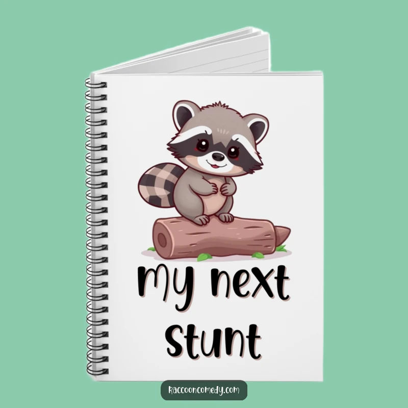 Funny Tiny Raccoon Balancing Log Notebook - Journal Your Calm & Focus Gift