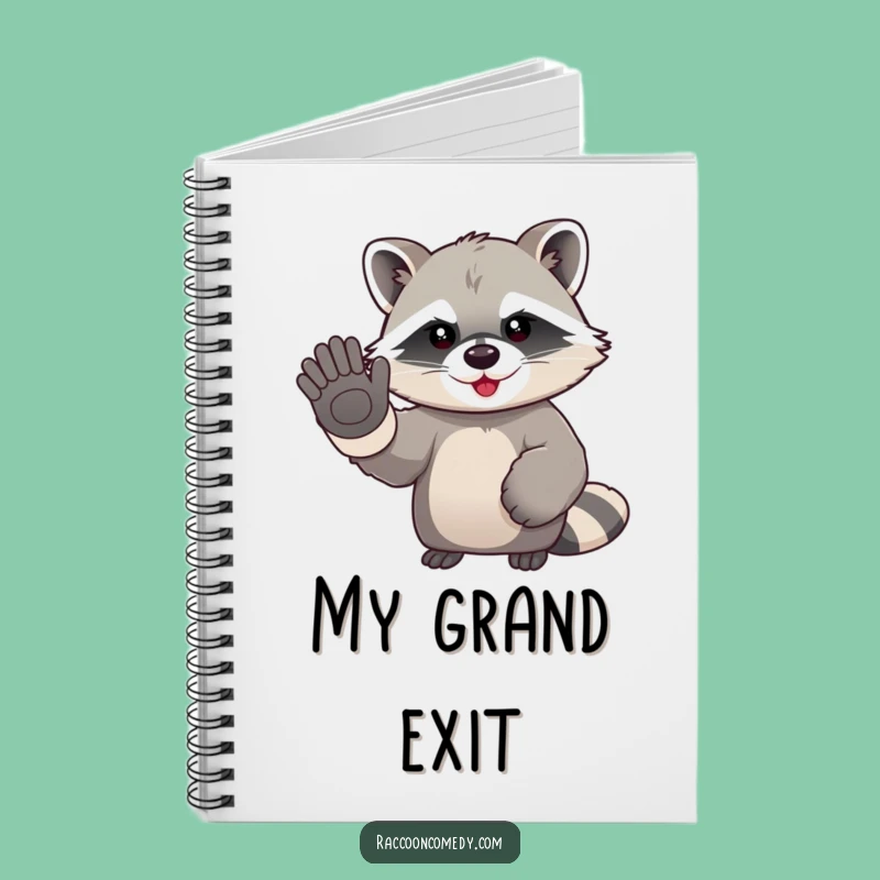 Funny Kawaii Raccoon Waving Notebook: Jot Down Your Thoughts with a Cheerful Farewell