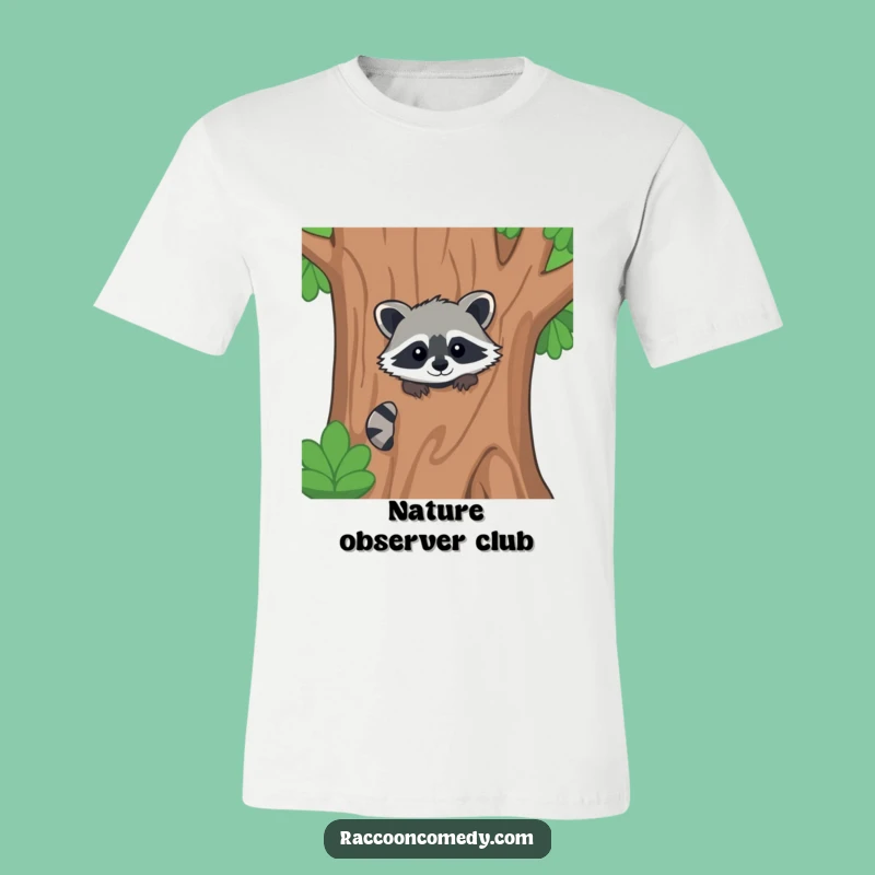 Funny Kawaii Raccoon Peekaboo T-Shirt - Forest Explorer, Perfect Funny Gift