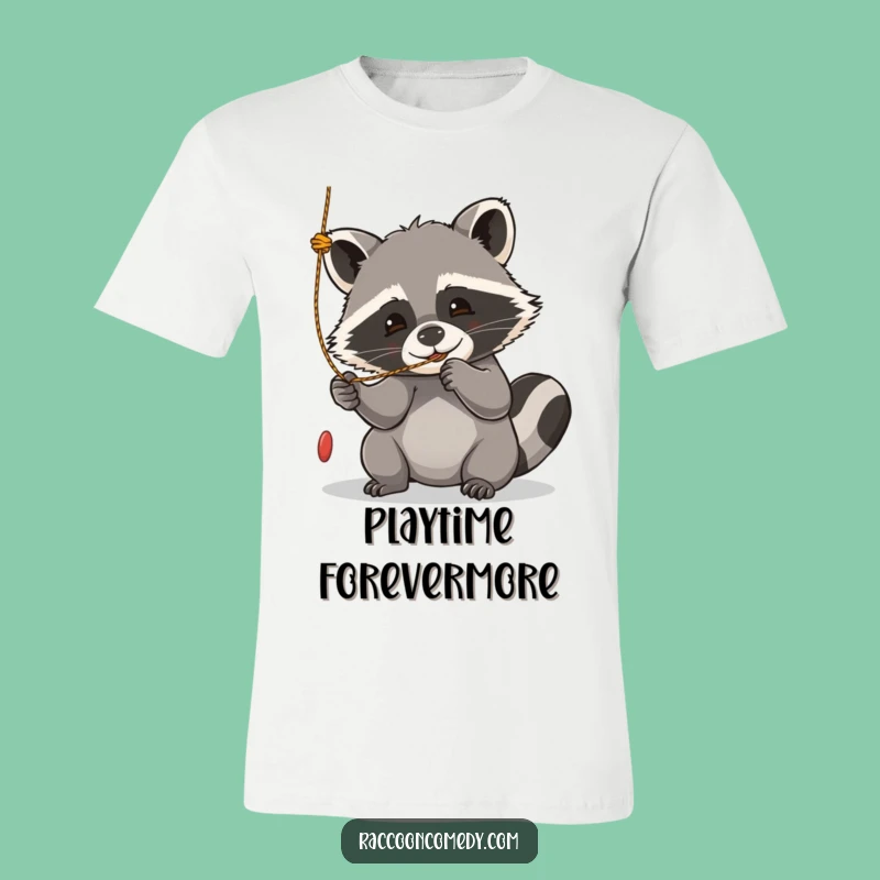 Funny Kawaii Raccoon Playful T-Shirt - Batting Fun, Perfect Funny Gift