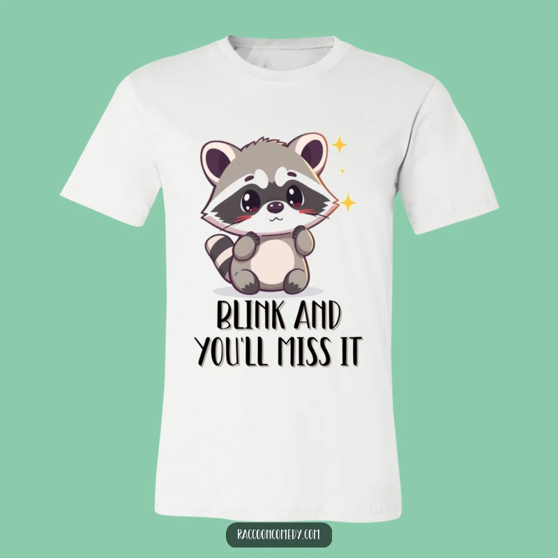 Funny Surprised Kawaii Raccoon Light T-Shirt: Magical Moments Wearable Art