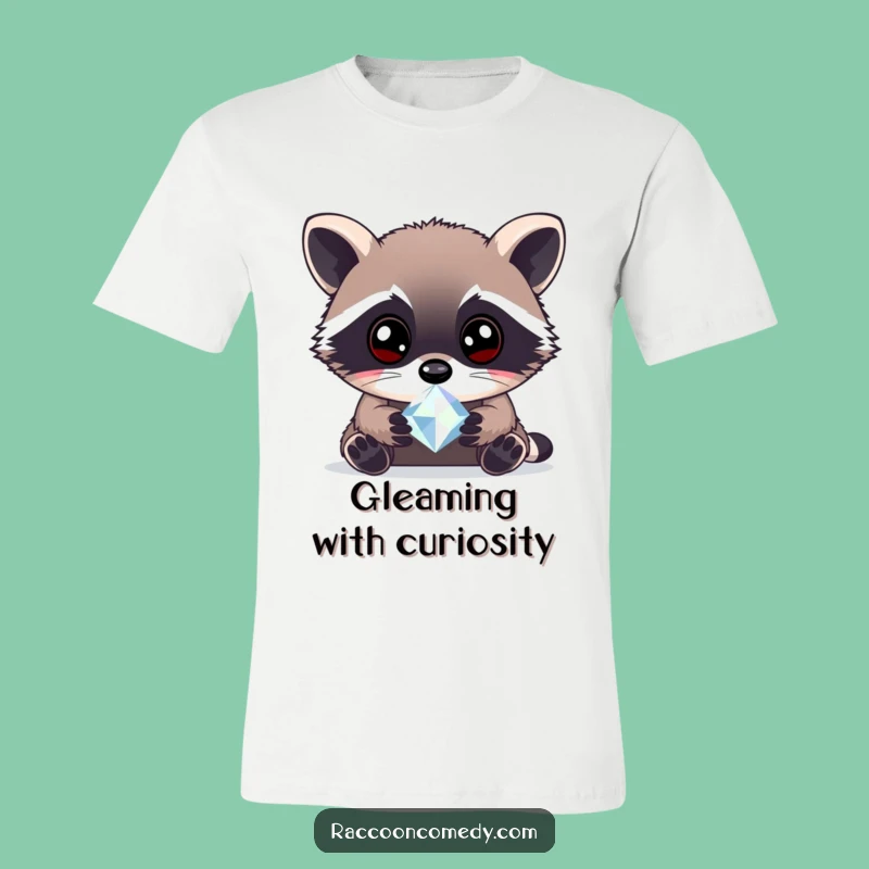 Funny Curious Raccoon Gem T-Shirt: Wear Your Fascination with This Adorable Tee