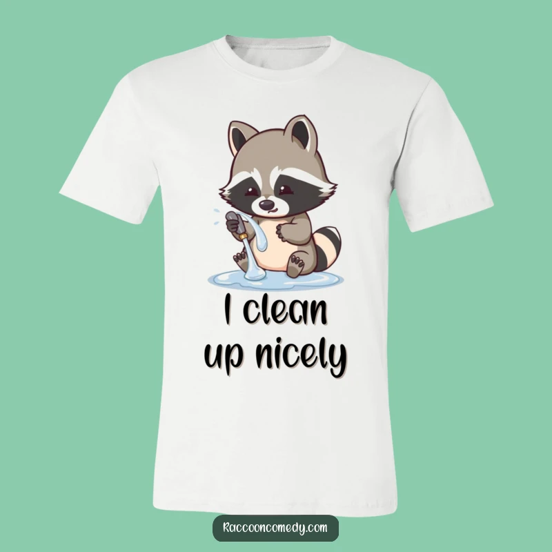 Funny Raccoon Washing Shiny Object T-Shirt: Cute Bandit Graphic Tee, Perfect Funny Gift