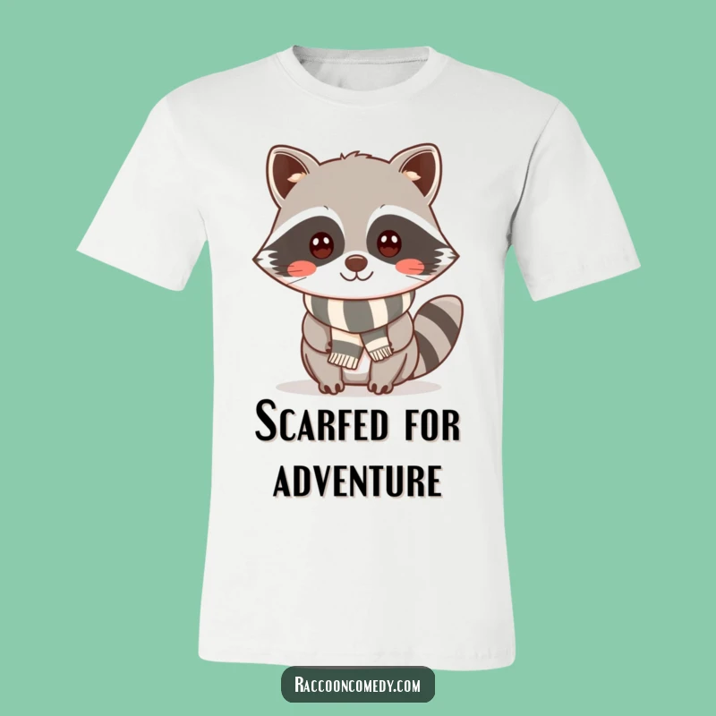Funny Cheeky Kawaii Raccoon Scarf T-Shirt: Cozy Style & Laughs