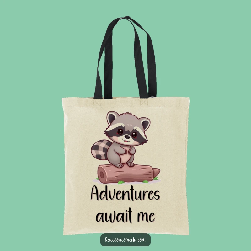 Funny Tiny Raccoon Balancing Log Tote Bag - Adorable & Practical Gift