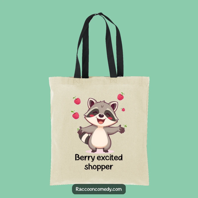 Funny Raccoon Berry Juggler Tote Bag: Durable and Joyful Woodland Carry-All