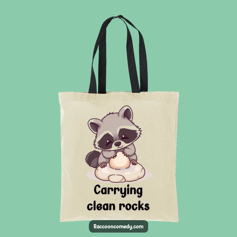 Funny Kawaii Raccoon Tote Bag: Adorable Animal Washing Stone Playful Charm Shopper Gift