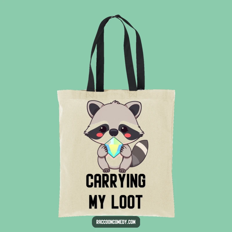 Kawaii Raccoon Treasure Tote Bag: Carry Your Sparkle in Style!
