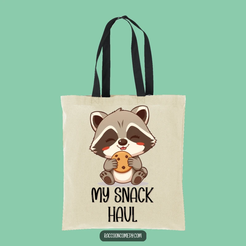 Funny Giggling Raccoon Cookie Steal Tote Bag - Mischievous Carry-All Gift