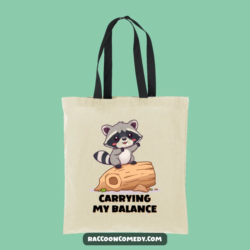 Funny Kawaii Raccoon Balancing Tote Bag: Chic & Cute Wobble Carry-all