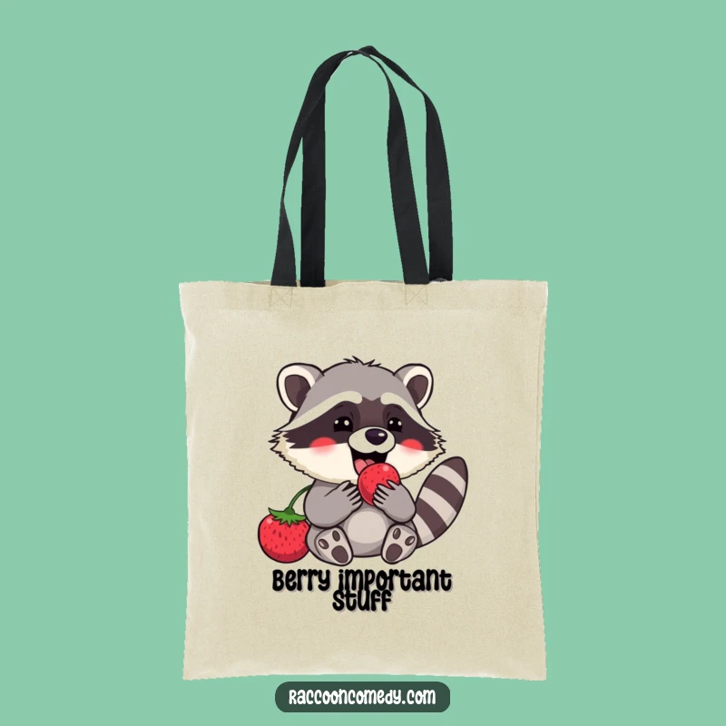 Funny Raccoon Berry Haul Tote Bag: Your Humorous Companion for Groceries and Fun!